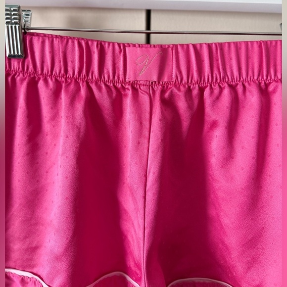 Victoria's Secret Pants - Victoria's Secret Pink Satin Pajama Shorts with Sparkly V Emblem & Polka Dots